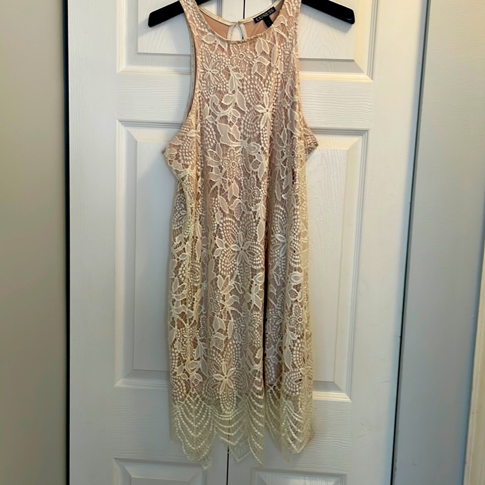 Express Ivory Lace Sleeveless Dress. Size L